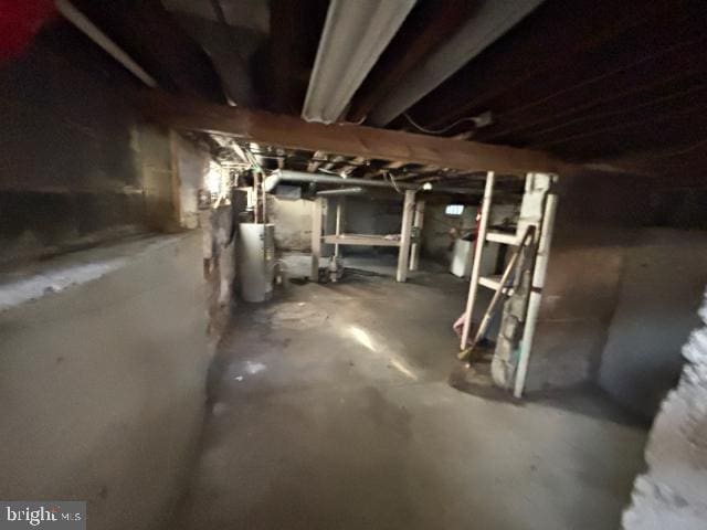 basement with water heater