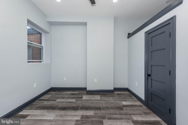 empty room featuring dark hardwood / wood-style flooring