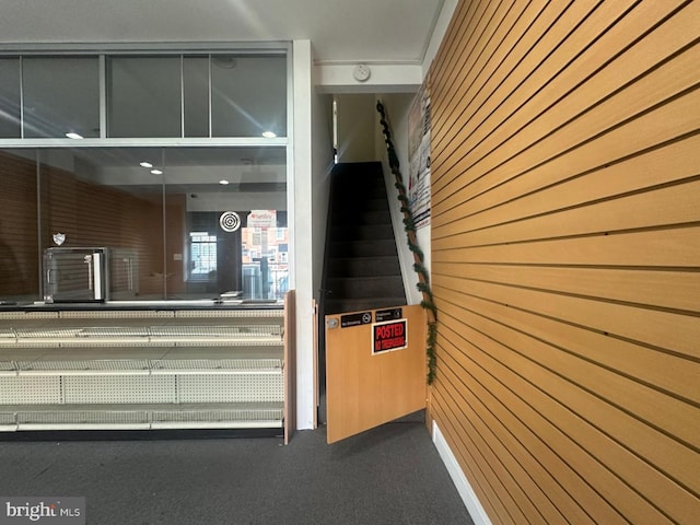 interior space with wood walls