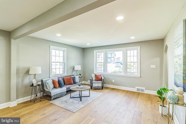 sitting room featuring light hardwood / wood-style floors