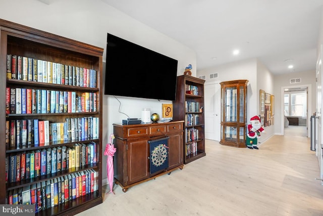 interior space with light hardwood / wood-style floors