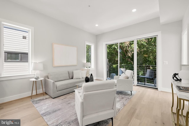 living room featuring light wood-type flooring