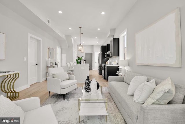 living room featuring light hardwood / wood-style flooring