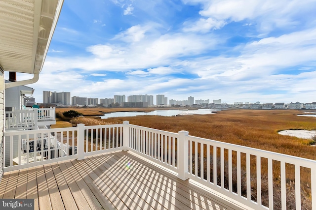 deck with a water view