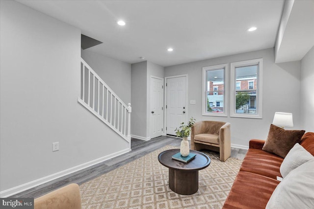 living room featuring wood-type flooring