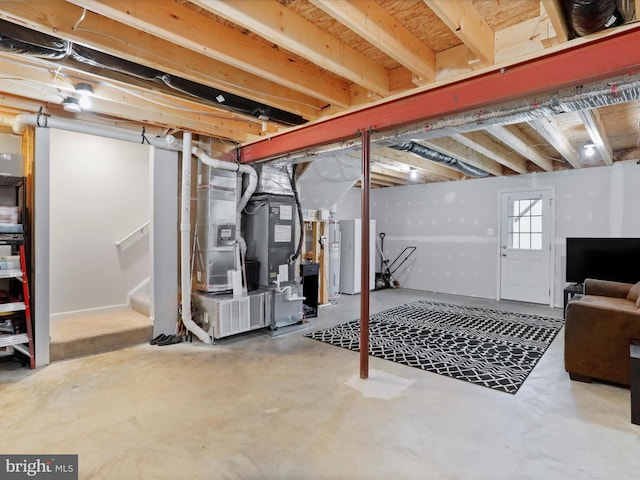 basement with water heater