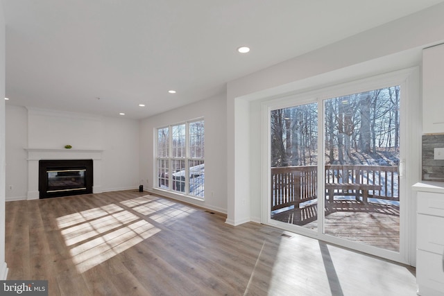 unfurnished living room with light hardwood / wood-style floors