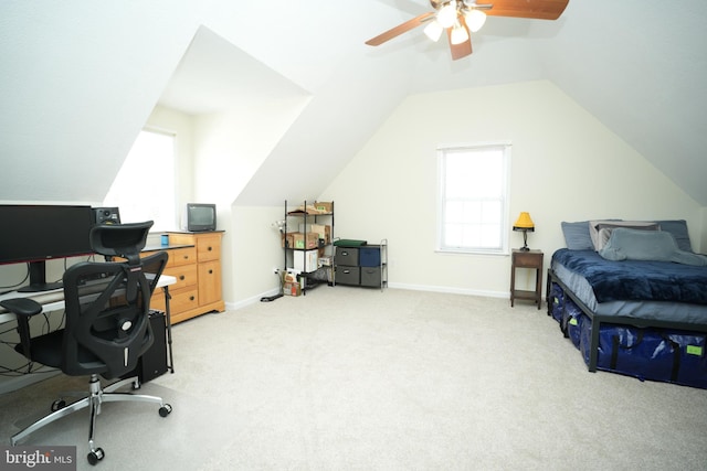 37978 George F Dr, Mechanicsville, MD 20659 - carpeted office space with baseboards, a ceiling fan, and vaulted ceiling