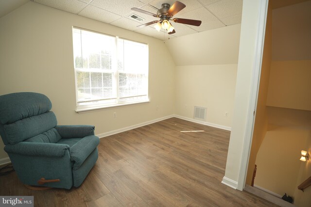 37978 George F Dr, Mechanicsville, MD 20659 - living area with visible vents, baseboards, lofted ceiling, and wood finished floors