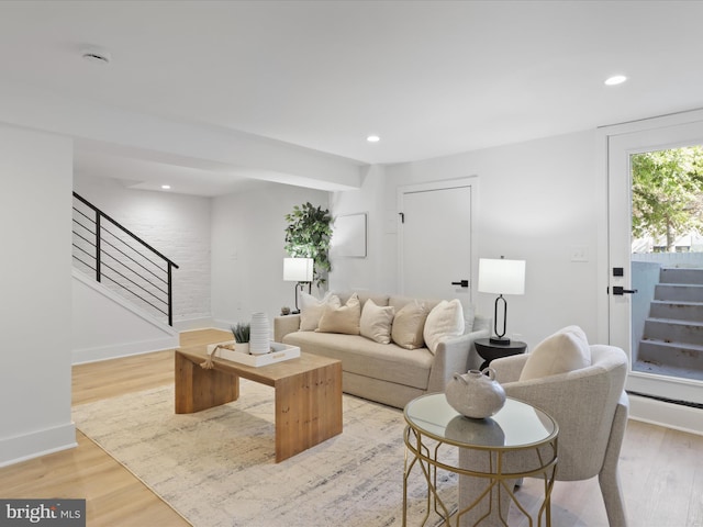 living room featuring light hardwood / wood-style floors