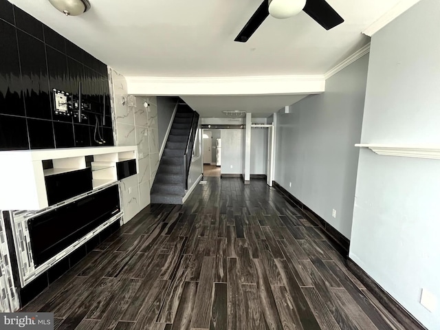 120 S Haven St, Baltimore, MD 21224 - hall featuring wood finished floors, stairs, baseboards, and ornamental molding