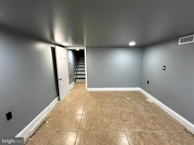 120 S Haven St, Baltimore, MD 21224 - tiled empty room with recessed lighting, baseboards, and stairs