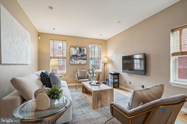 living room featuring light hardwood / wood-style floors