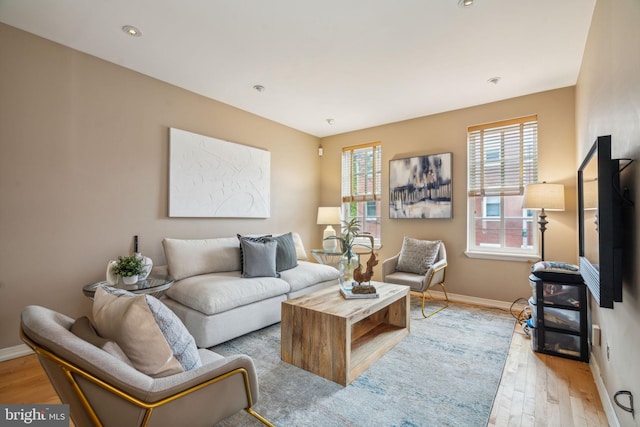 living room featuring light hardwood / wood-style flooring