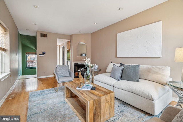 living room featuring light hardwood / wood-style floors