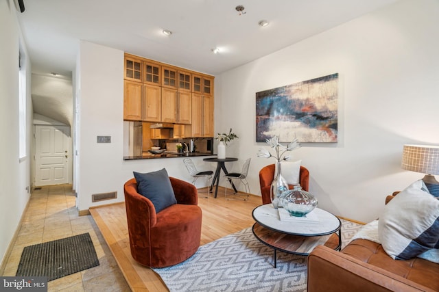 interior space with light hardwood / wood-style flooring