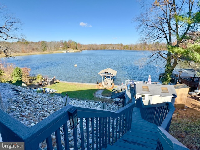 dock area featuring a water view