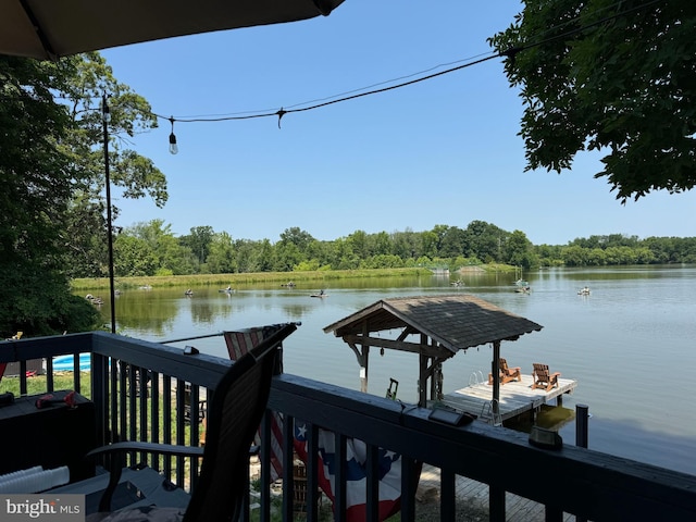 view of dock featuring a water view