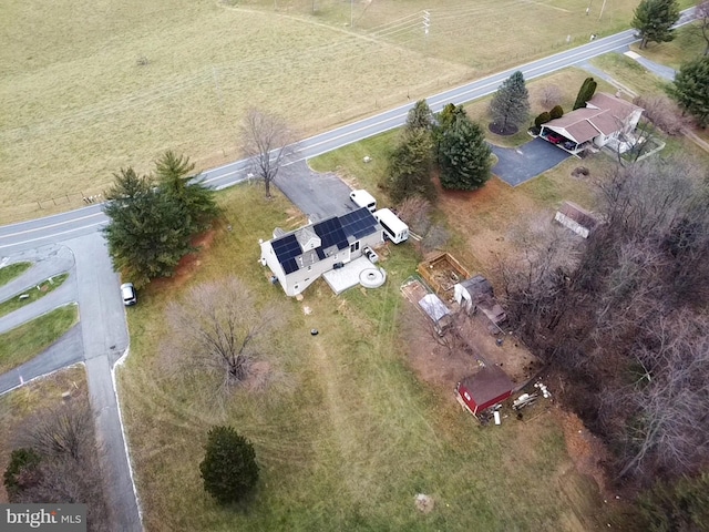 aerial view featuring a rural view