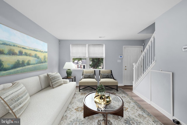 living room featuring hardwood / wood-style flooring