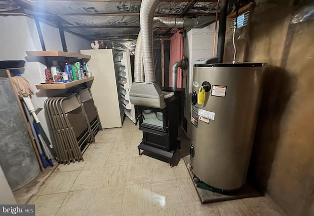 utility room with water heater