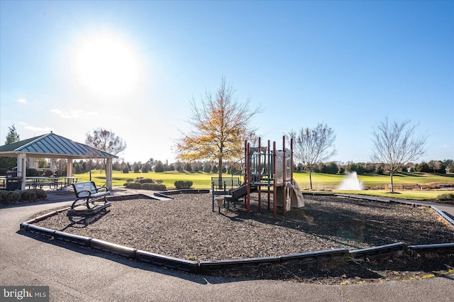 view of play area featuring a gazebo