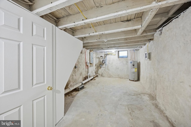 basement with water heater