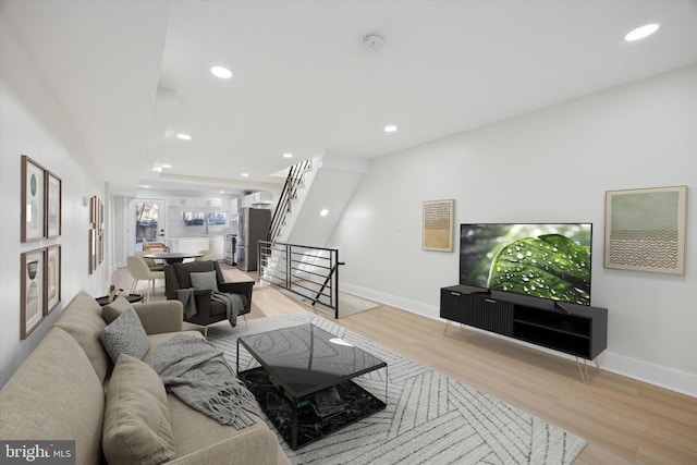 living room featuring light hardwood / wood-style flooring