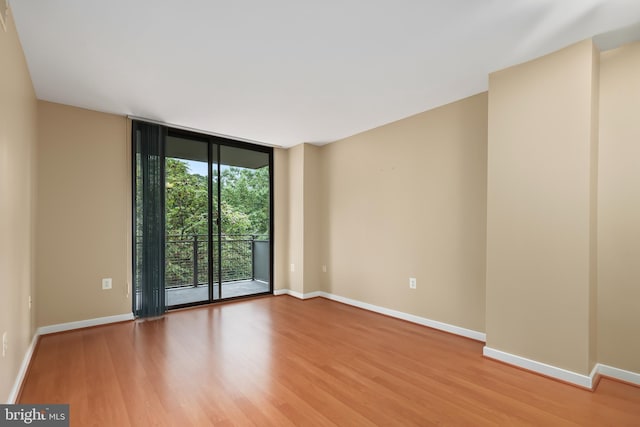 empty room featuring light hardwood / wood-style flooring and expansive windows