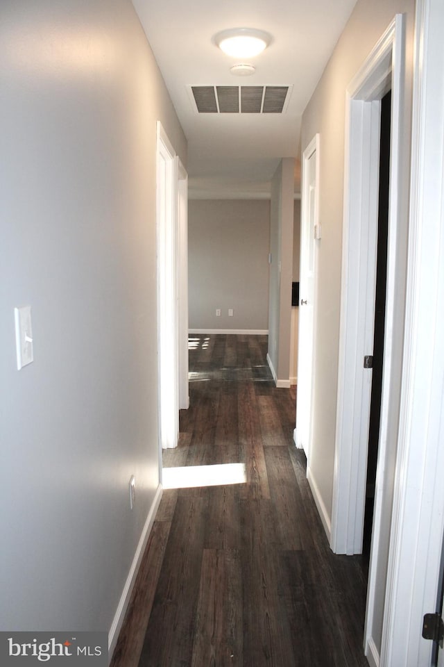 hall with dark hardwood / wood-style flooring