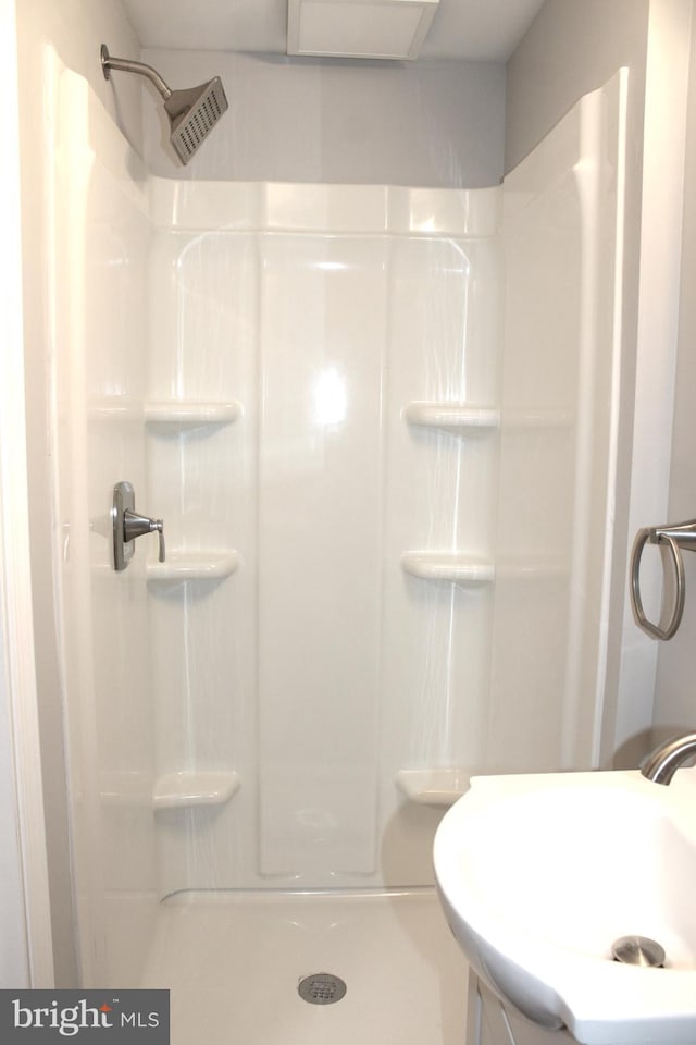 bathroom with a shower and sink