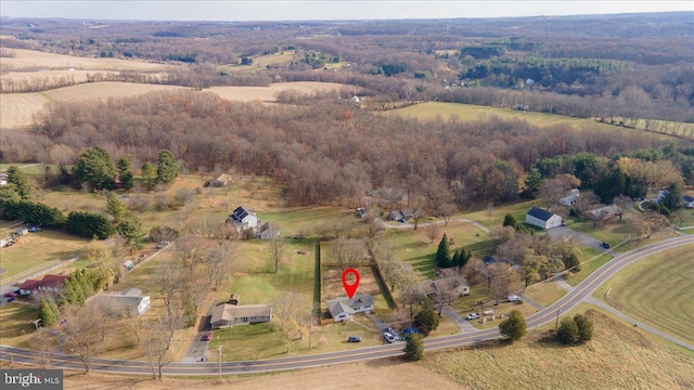 aerial view with a rural view