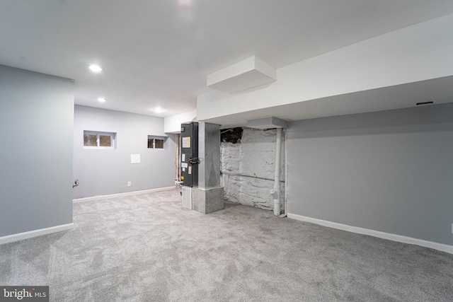 basement featuring carpet