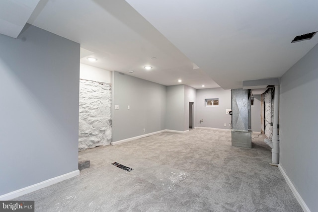 basement with carpet