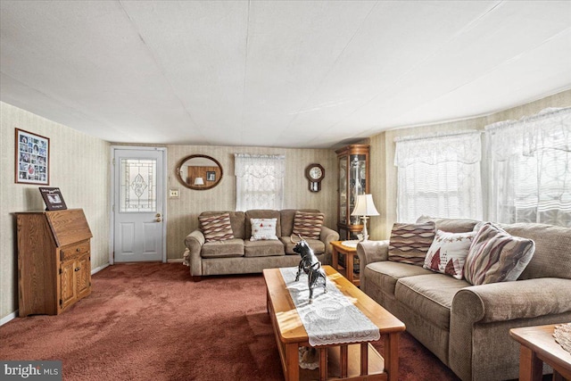 living room featuring carpet flooring