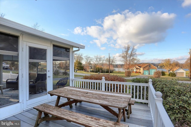 deck featuring a sunroom