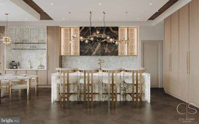 unfurnished dining area with a chandelier