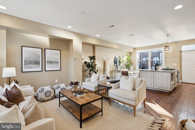 living room featuring light wood-type flooring