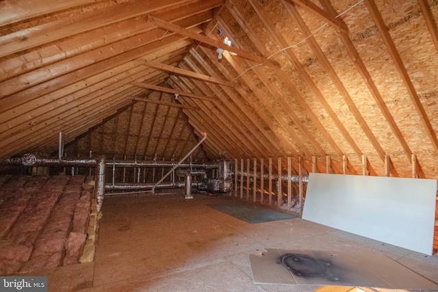 view of unfinished attic