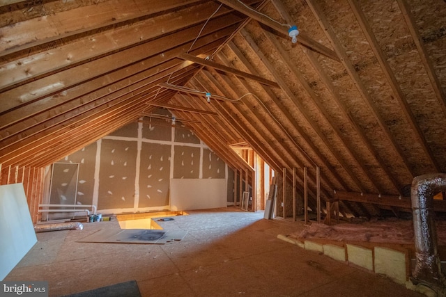 view of unfinished attic