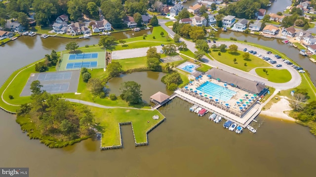 bird's eye view featuring a water view