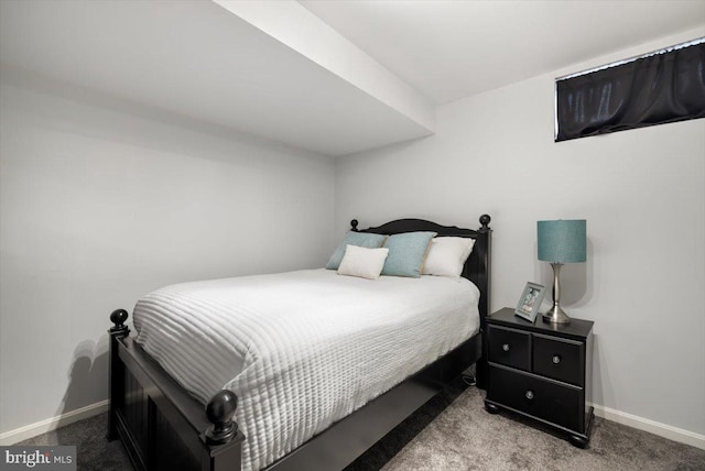 bedroom with light colored carpet