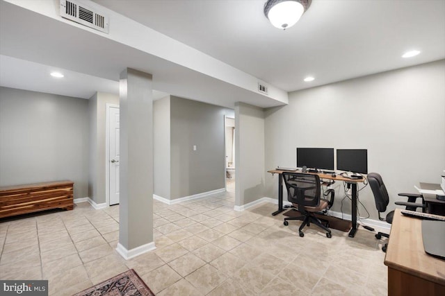 view of tiled office