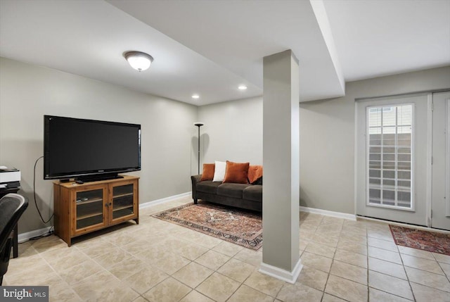 view of tiled living room