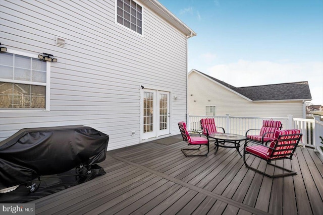 deck featuring grilling area