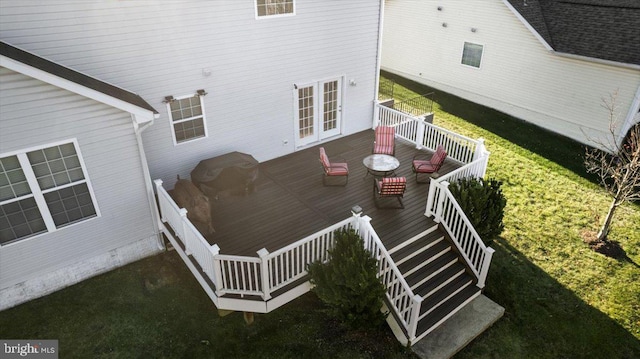 deck with a lawn