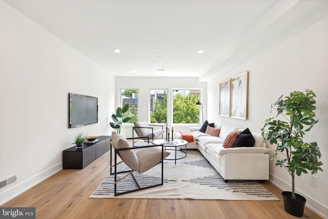 living room featuring light hardwood / wood-style floors