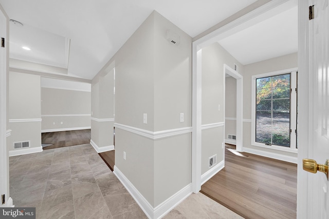 hall featuring light hardwood / wood-style flooring