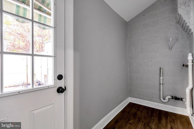 laundry room with dark hardwood / wood-style floors