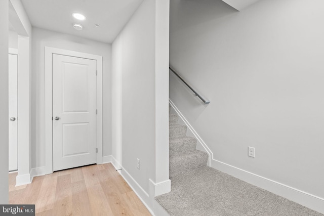 hallway featuring light wood-type flooring